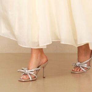 Loeffler Randall Margi Cappuccino Rhinestone Embellished Bow Heel Size 10